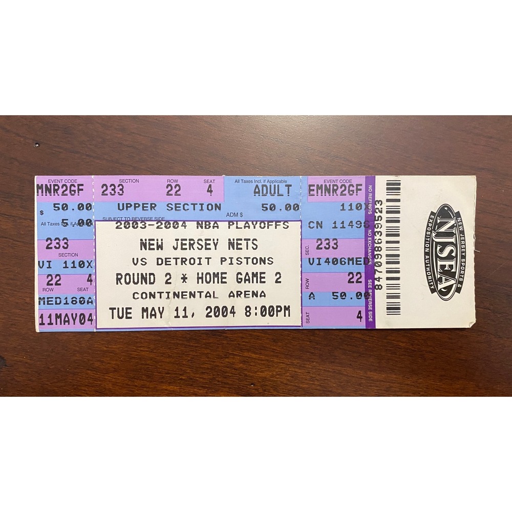 NBA Playoffs 2004 New Jersey Nets vs Detroit Pistons‎ May 11 Ticket Stub
